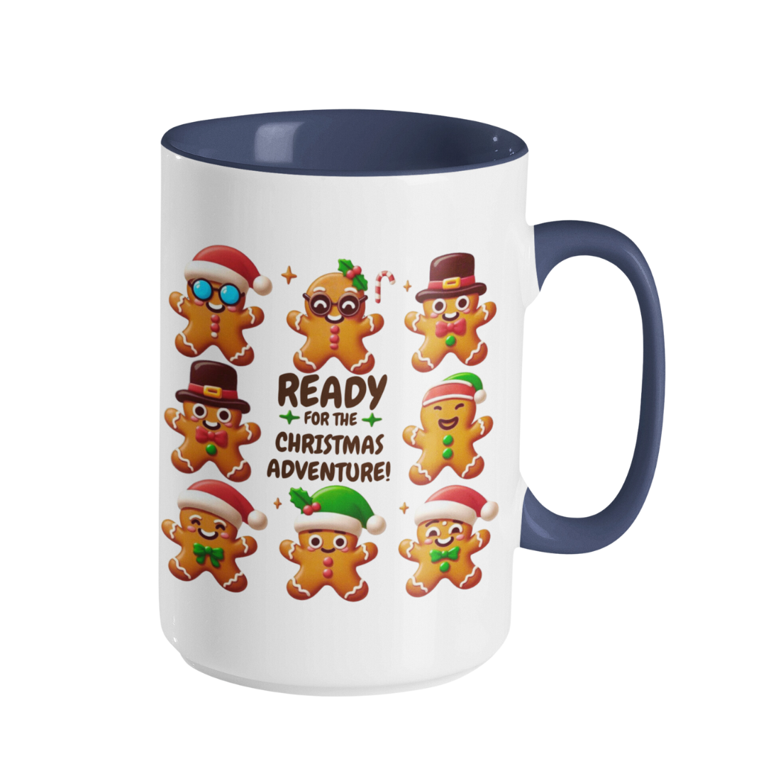 Accent Coffee Mug (11, 15 oz) - Gingerbread Friends