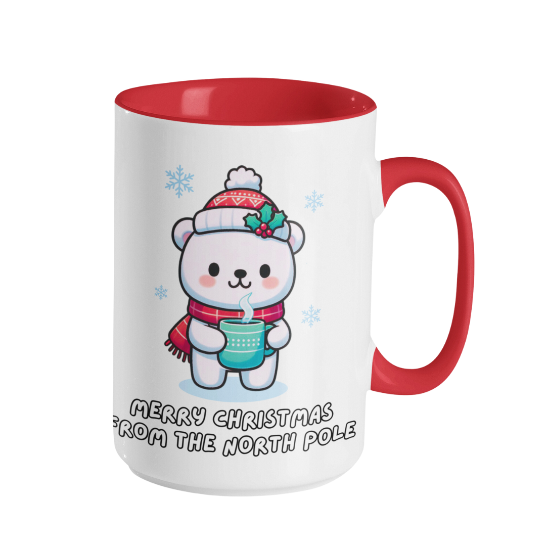 Taza de café con acento (11, 15 oz) - Navidad con oso polar