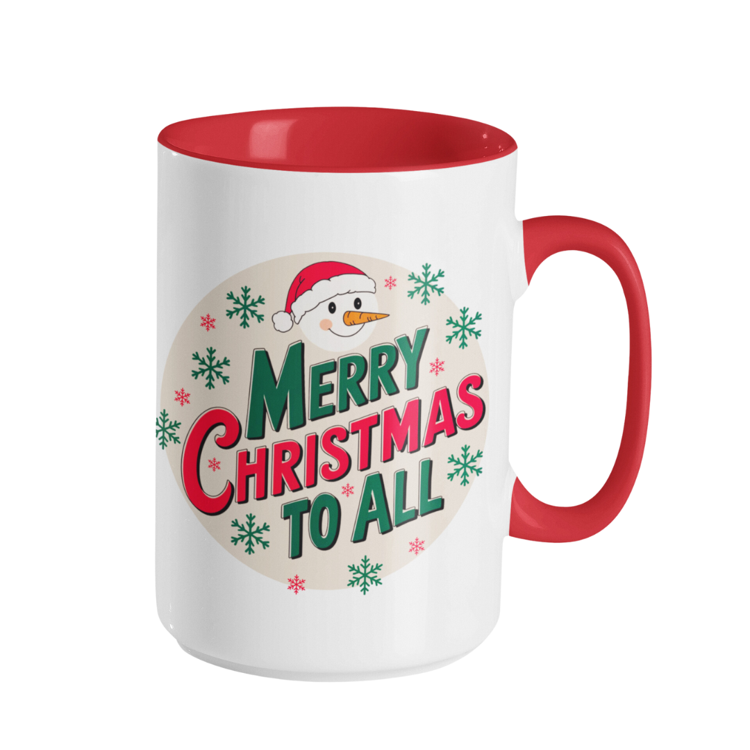 Accent Coffee Mug (11, 15 oz) - Happy Winter Holidays