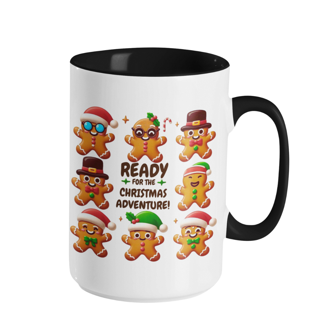 Accent Coffee Mug (11, 15 oz) - Gingerbread Friends