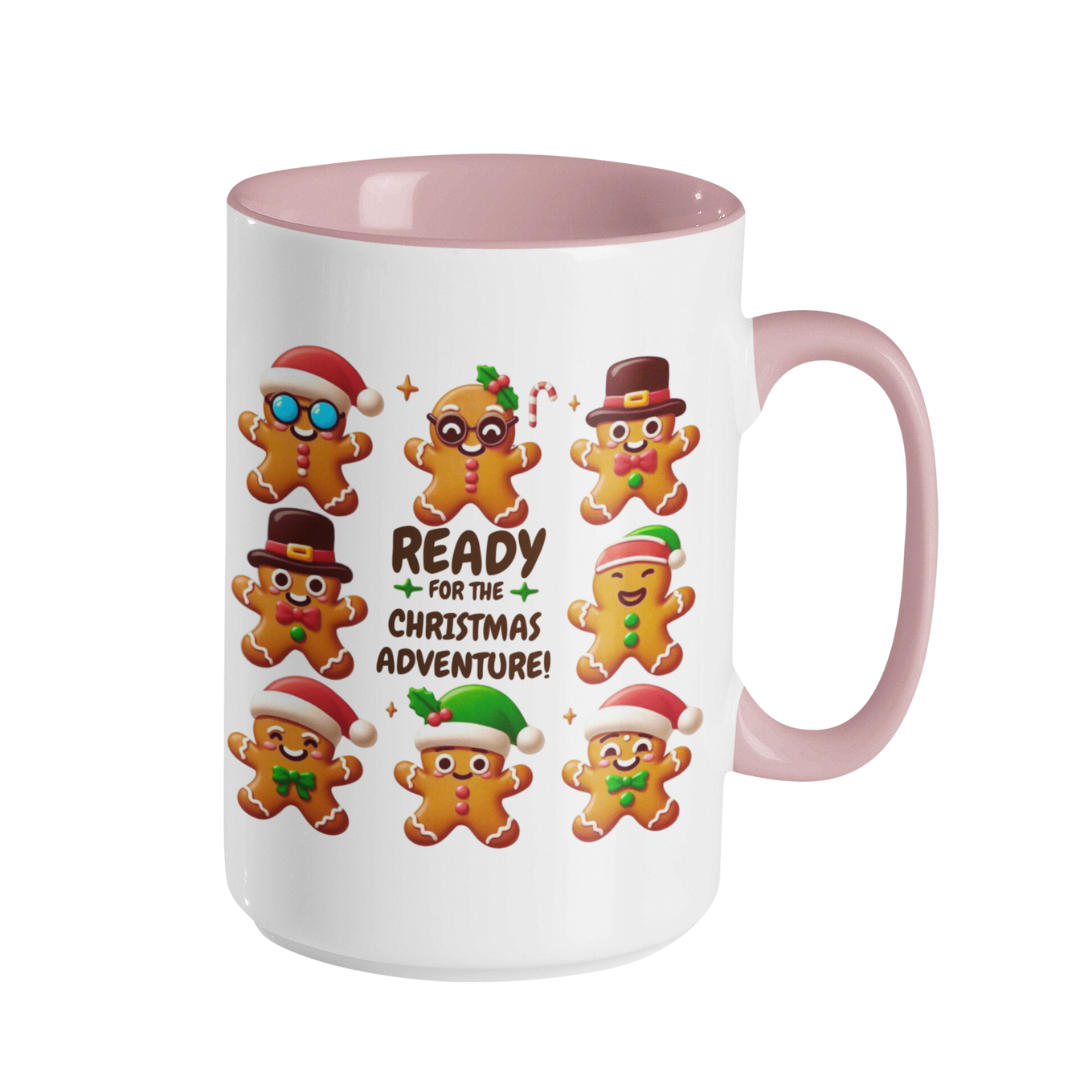 Accent Coffee Mug (11, 15 oz) - Gingerbread Friends