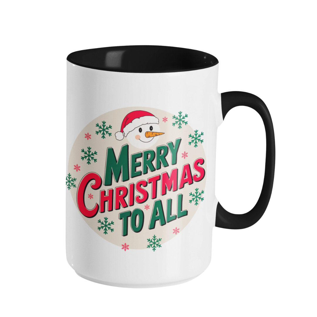 Accent Coffee Mug (11, 15 oz) - Happy Winter Holidays