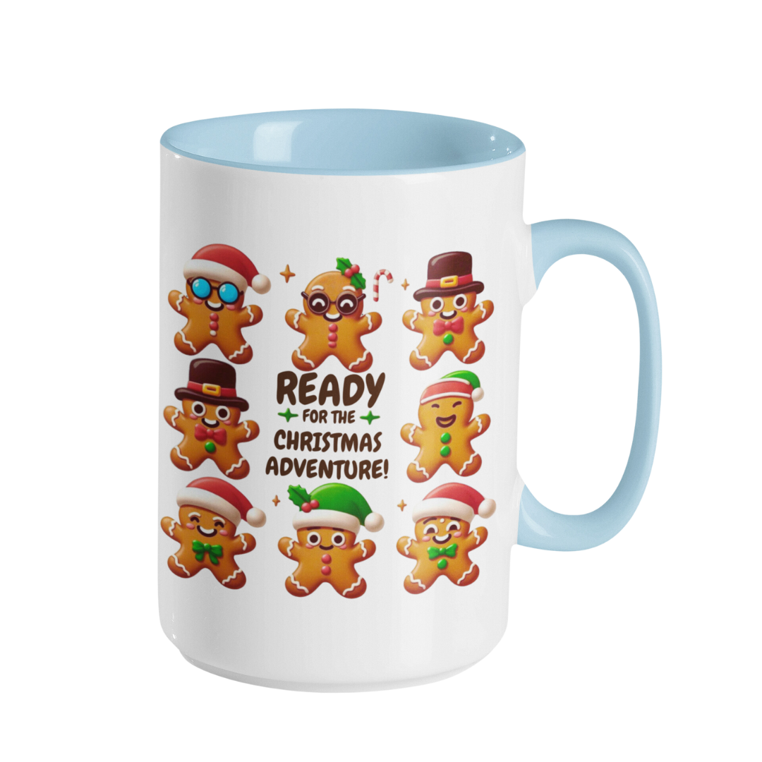 Accent Coffee Mug (11, 15 oz) - Gingerbread Friends