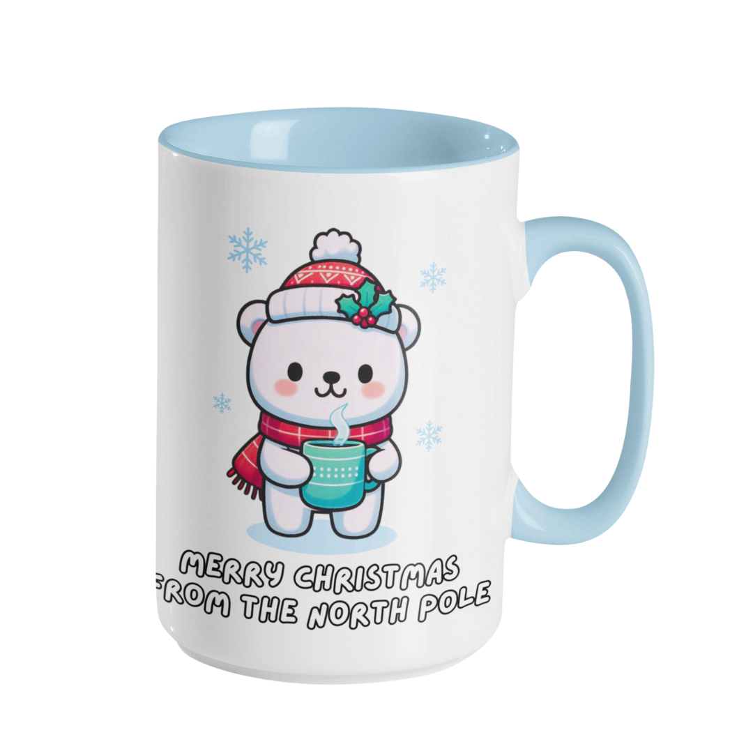 Taza de café con acento (11, 15 oz) - Navidad con oso polar