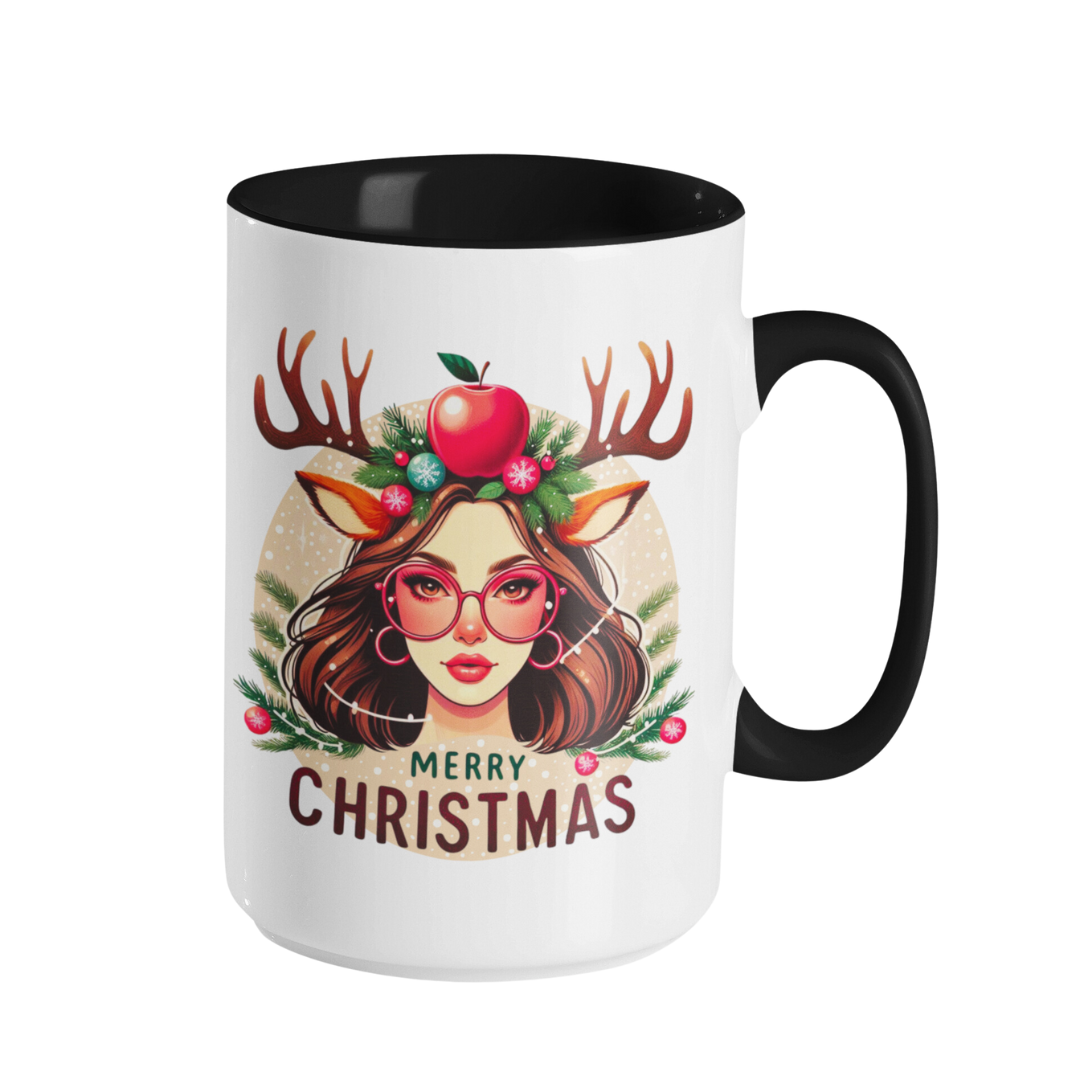 Taza de café con acento (11 y 15 oz): Navidad con un toque salvaje