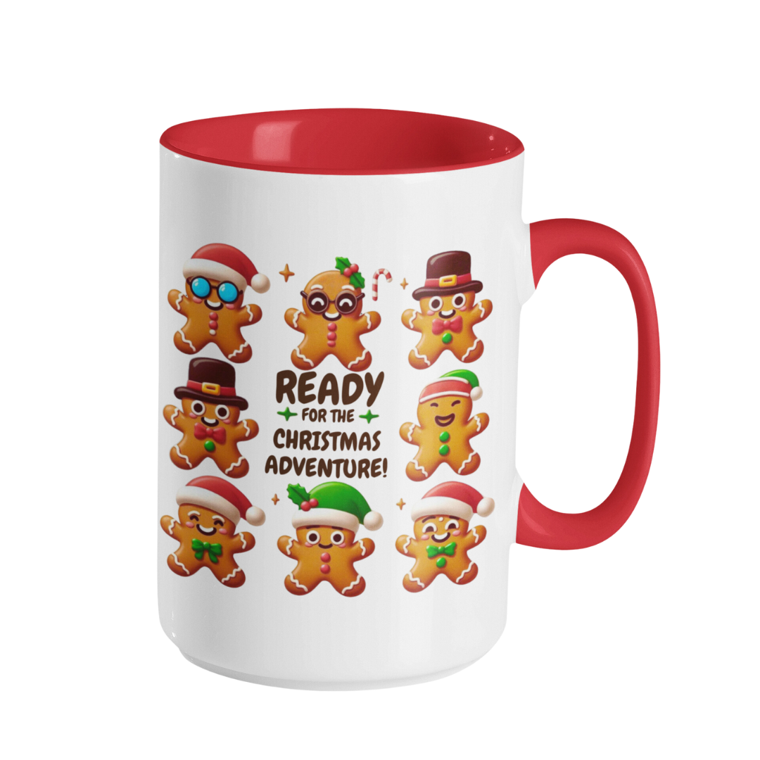 Accent Coffee Mug (11, 15 oz) - Gingerbread Friends