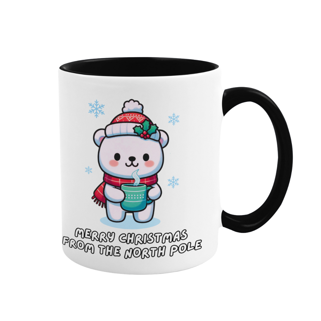 Taza de café con acento (11, 15 oz) - Navidad con oso polar