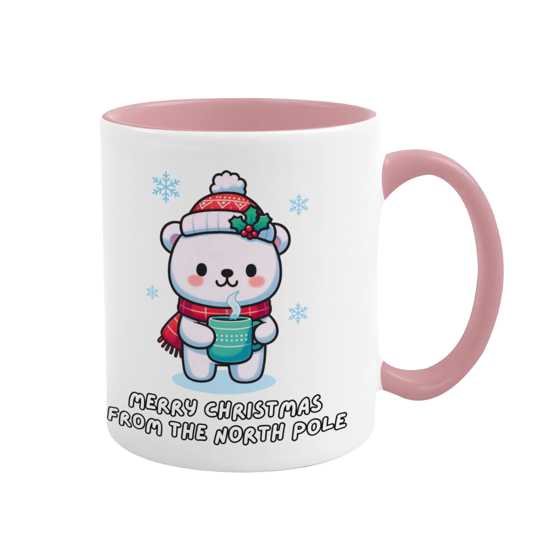 Taza de café con acento (11, 15 oz) - Navidad con oso polar