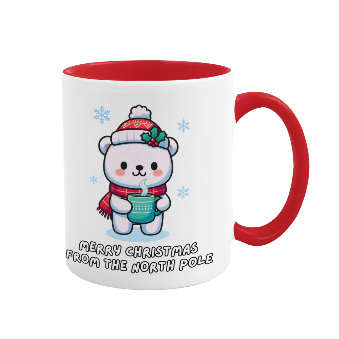 Taza de café con acento (11, 15 oz) - Navidad con oso polar