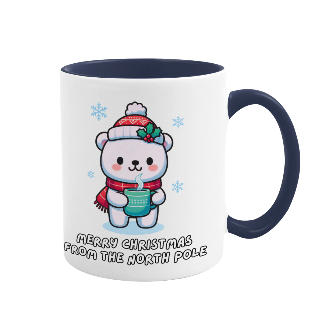 Taza de café con acento (11, 15 oz) - Navidad con oso polar