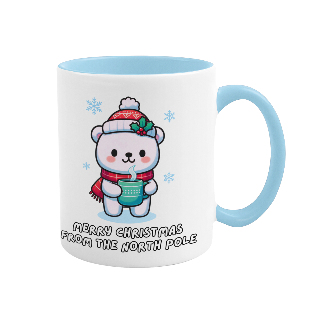 Taza de café con acento (11, 15 oz) - Navidad con oso polar